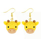 Yellow Cow Drop Earrings Women Art Fashion Cartoon Earrings Creative Jewelry