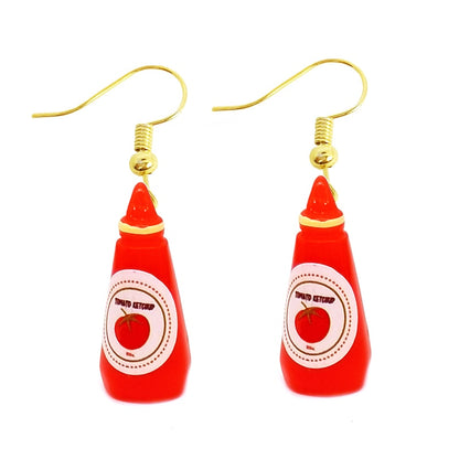 Resin Ketchup Bottle Drop Earrings Women Creativity Jewelry Cute Earring Girls