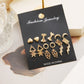 9pairs Leaf Star Moon Stud Earrings Fashion Women Summer Party Jewelry Girls