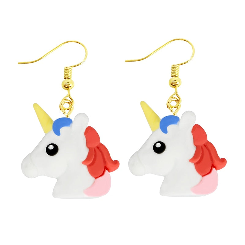 Resin Animal Unicorn Cartoon Drop Earrings Women Creativity Jewelry Cute Earring