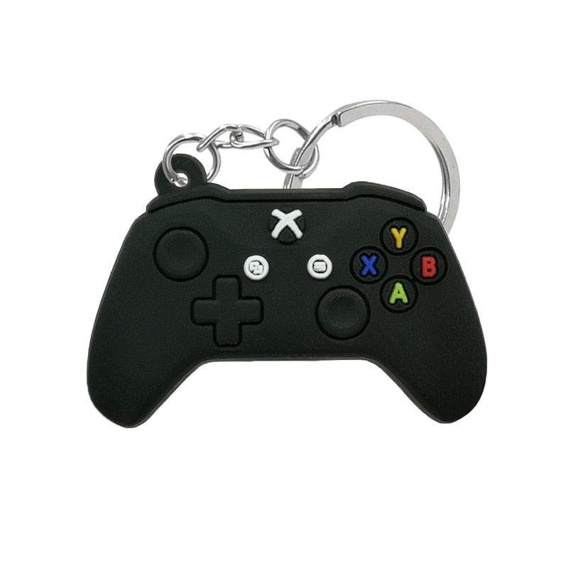 Classic Black Gaming Pad PVC Keyring Cute Cartoon Style Keychains Bag Car