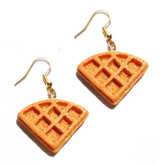 Waffle Handmade Resin Drop Earrings Cartoon Art Women Party Jewelry Ear Fashion