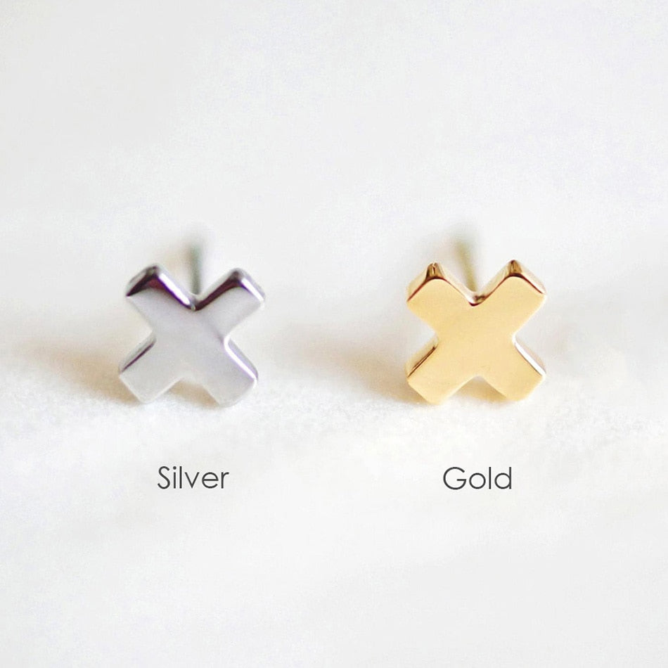 Mini Small Cross Stainless Steel Earrings Women Stud Earrings Tiny Jewelry