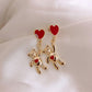 Lady Cute Bear with Red Heart Drop Earrings for Women Jewelry Girls Earrings