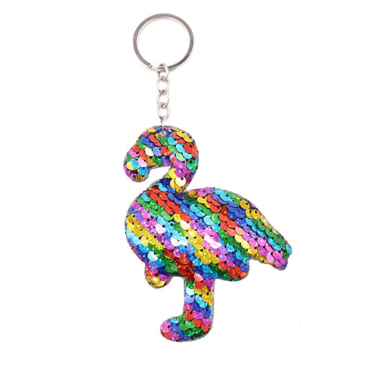 Colorful Flamingo Sequin Keychain Sparkling Love Keyring Women Shoulder Bag