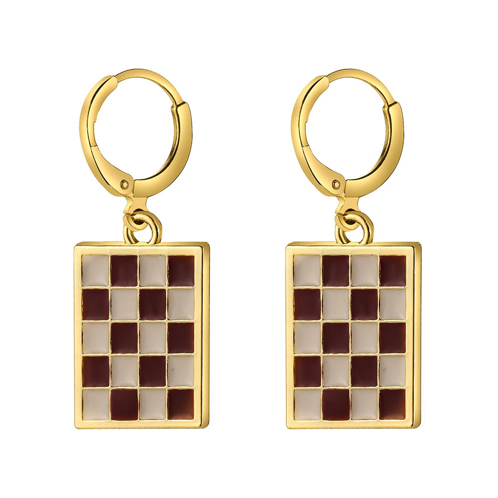 29 Styles Checkerboard Heart Lock Dangle Earrings Fashion Party Girls Pendant