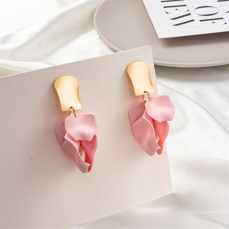 36 Styles Flower Acrylic Petals Dangle Earrings Women Travel Fashion Cartoon