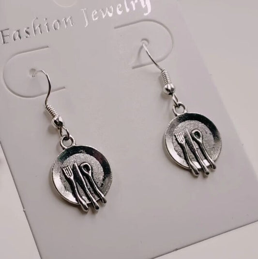 Vintage Tableware Dangle Earrings Fashion Party Girls Pendant Earrings Women