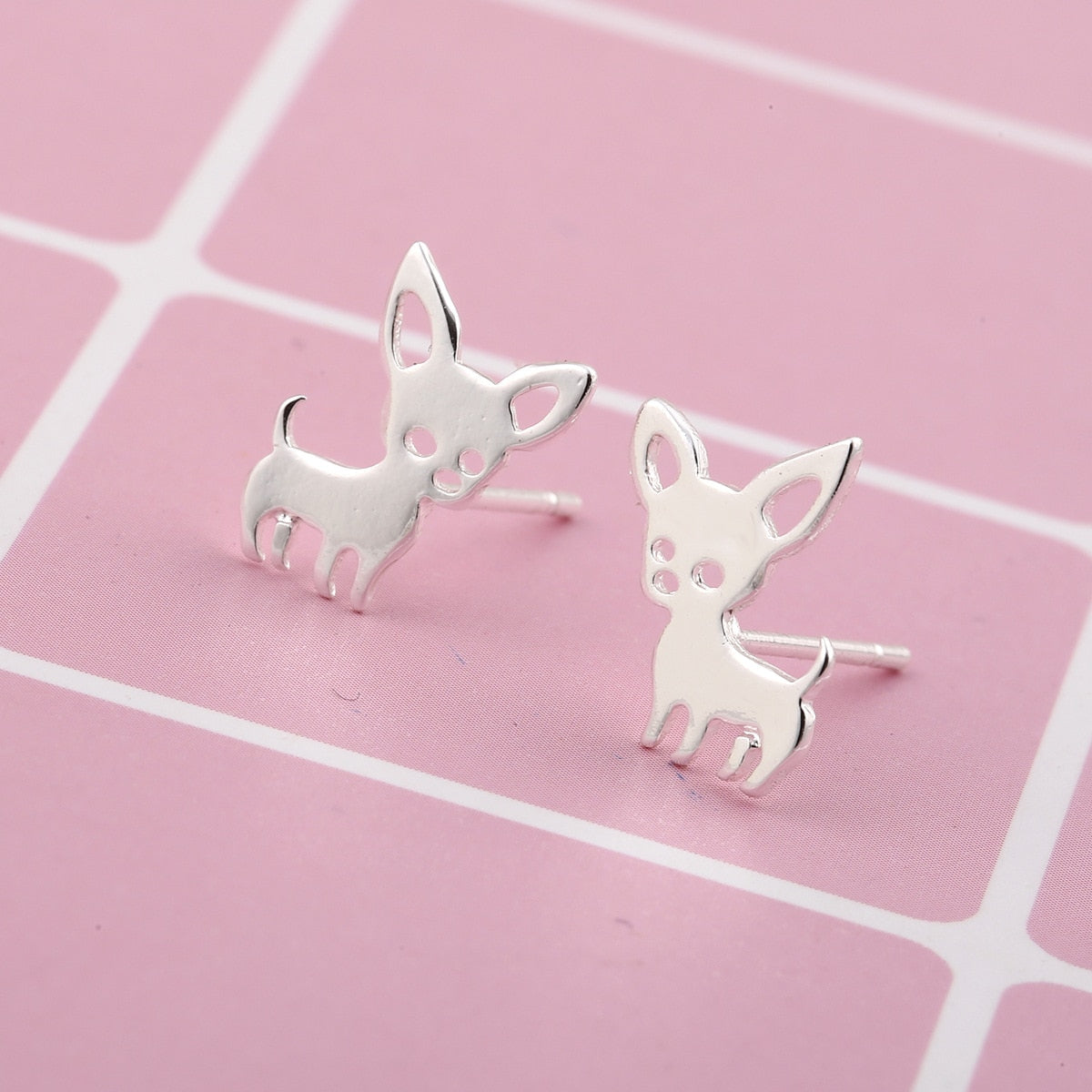 Mini Chihuahua Stud Earrings for Women Cute Stainless Steel Golden Animal Dog