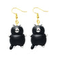 Black and White Cat Baloon Drop Earrings Cartoon Art Women Party Jewelry Ear