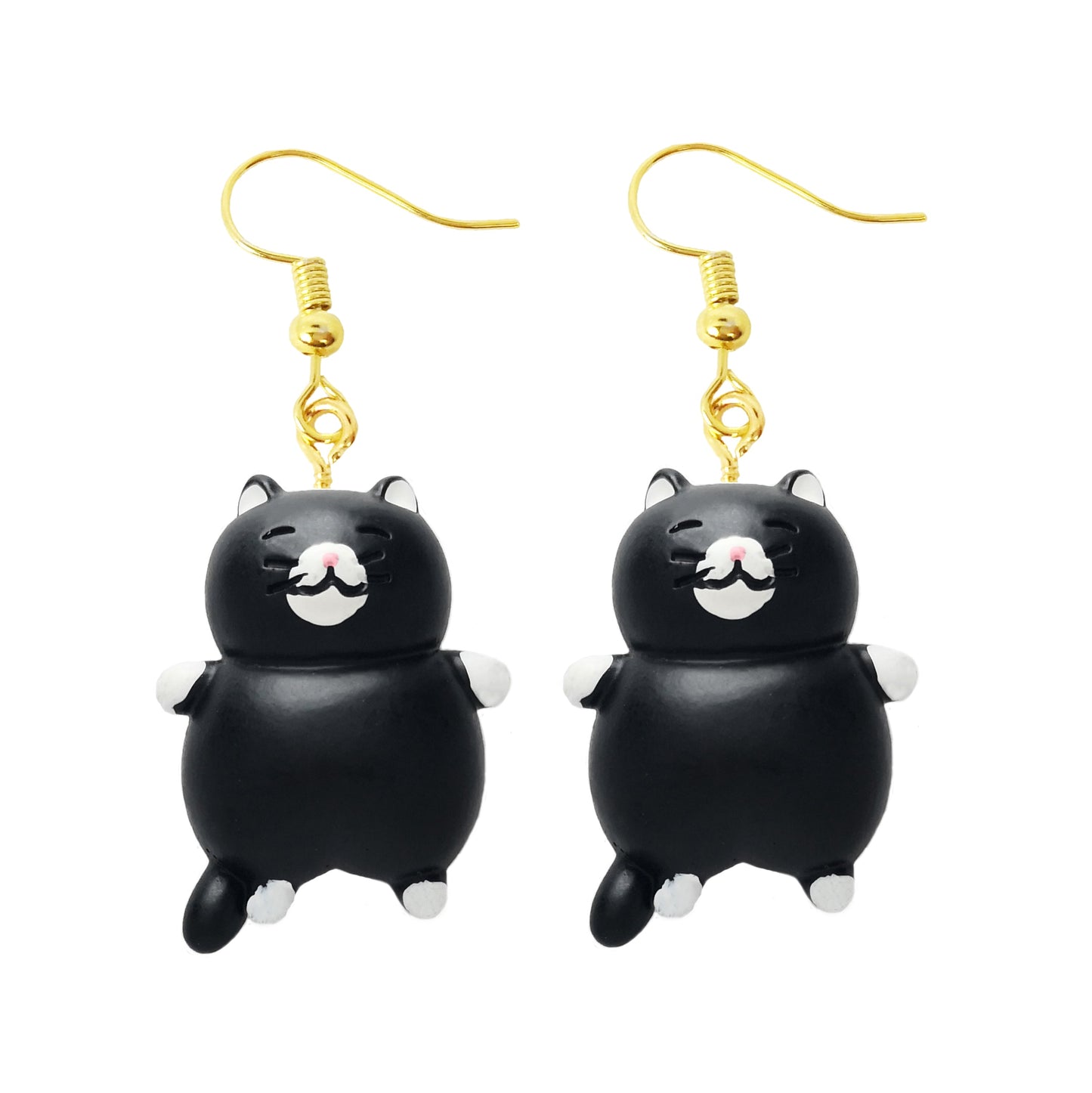 Black and White Cat Baloon Drop Earrings Cartoon Art Women Party Jewelry Ear