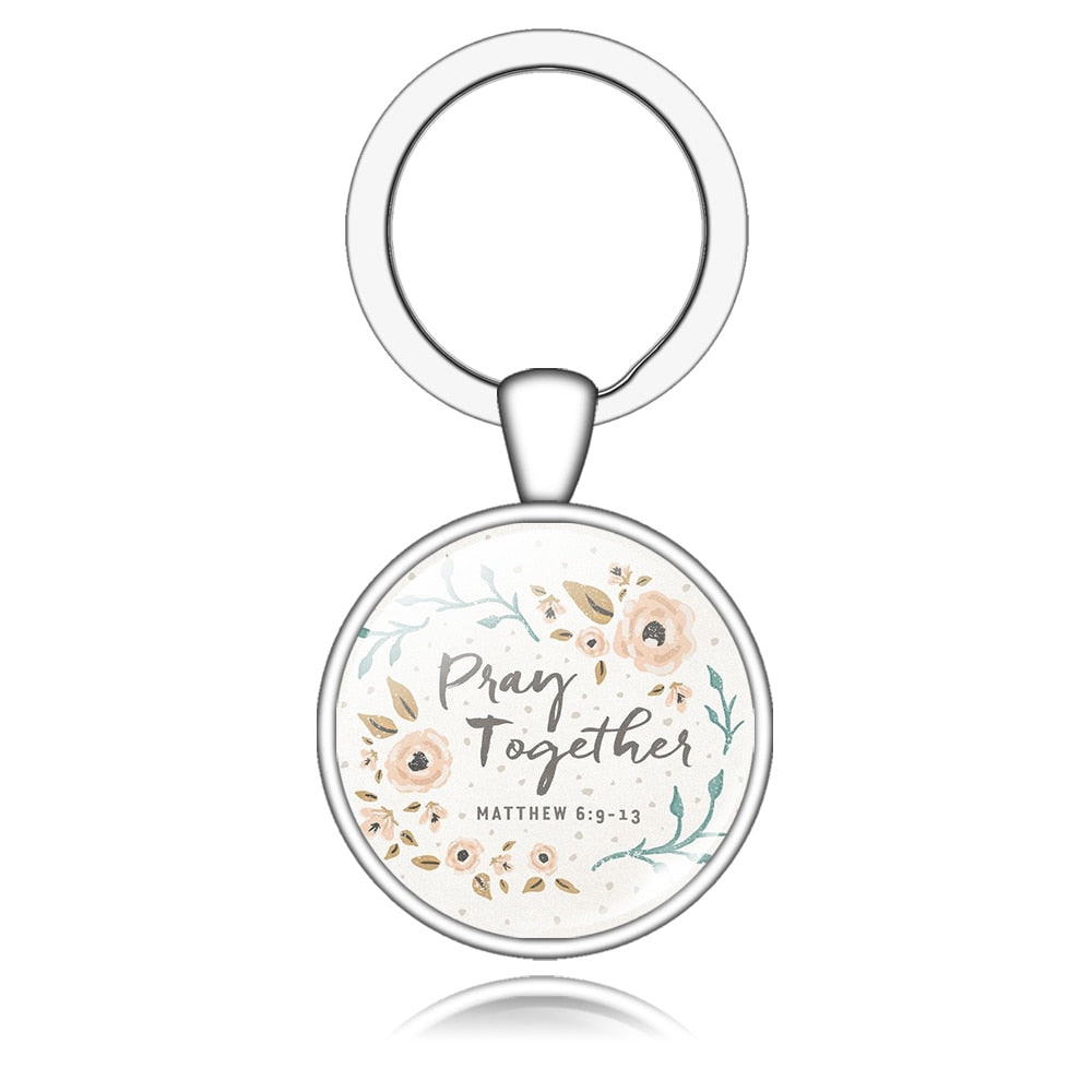 Pray Together Bible Verse Quote Keychain Gift Cute Keyring Positive Quote