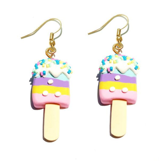 Sprinkles Ice Cream Bar Drop Earrings Cartoon Art Women Party Jewelry Ear