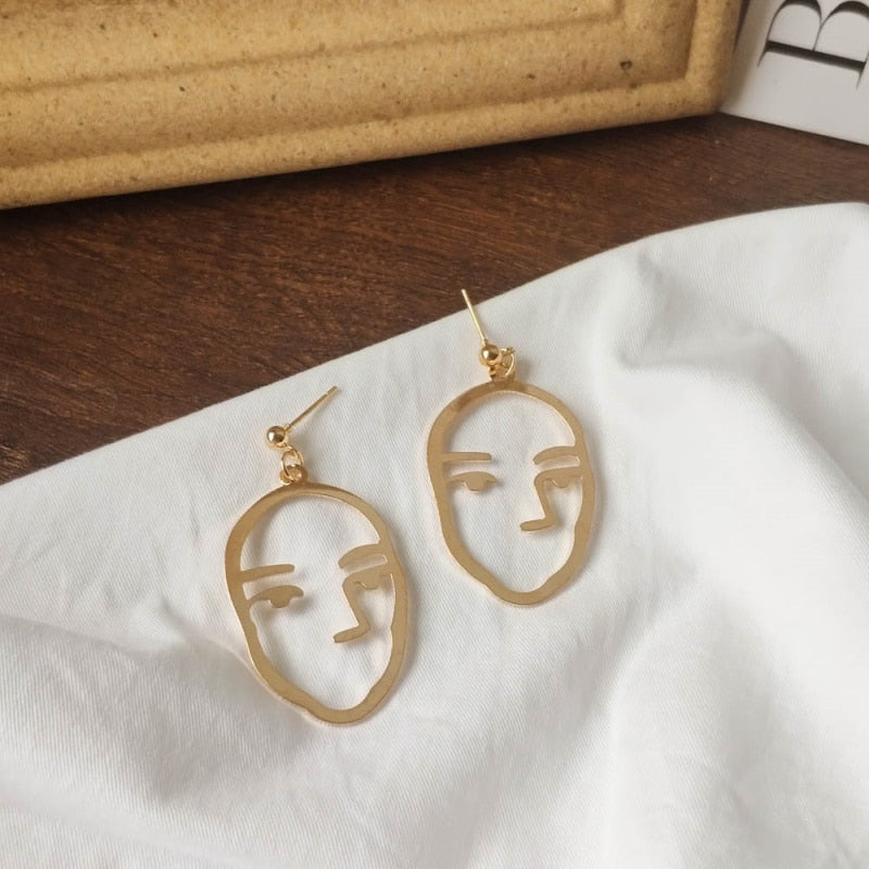 22 Styles Girl Face Abstract Line Drop Earrings Women Party Wedding Jewelry