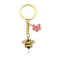 6 Styles Alloy Drip Oil Rhinestone Bee Keychain Hexagon Honeycomb Charms Key