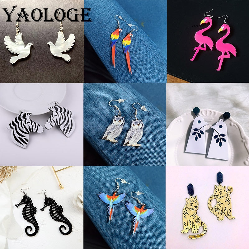 27 Styles Animals Birds Drop Earrings Cartoon Art Women Party Jewelry Ear