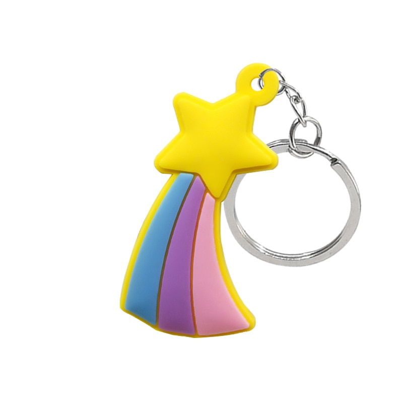 Star Rainbow PVC Keychain Cartoon Creative Gift Key Holder Keyring Anime