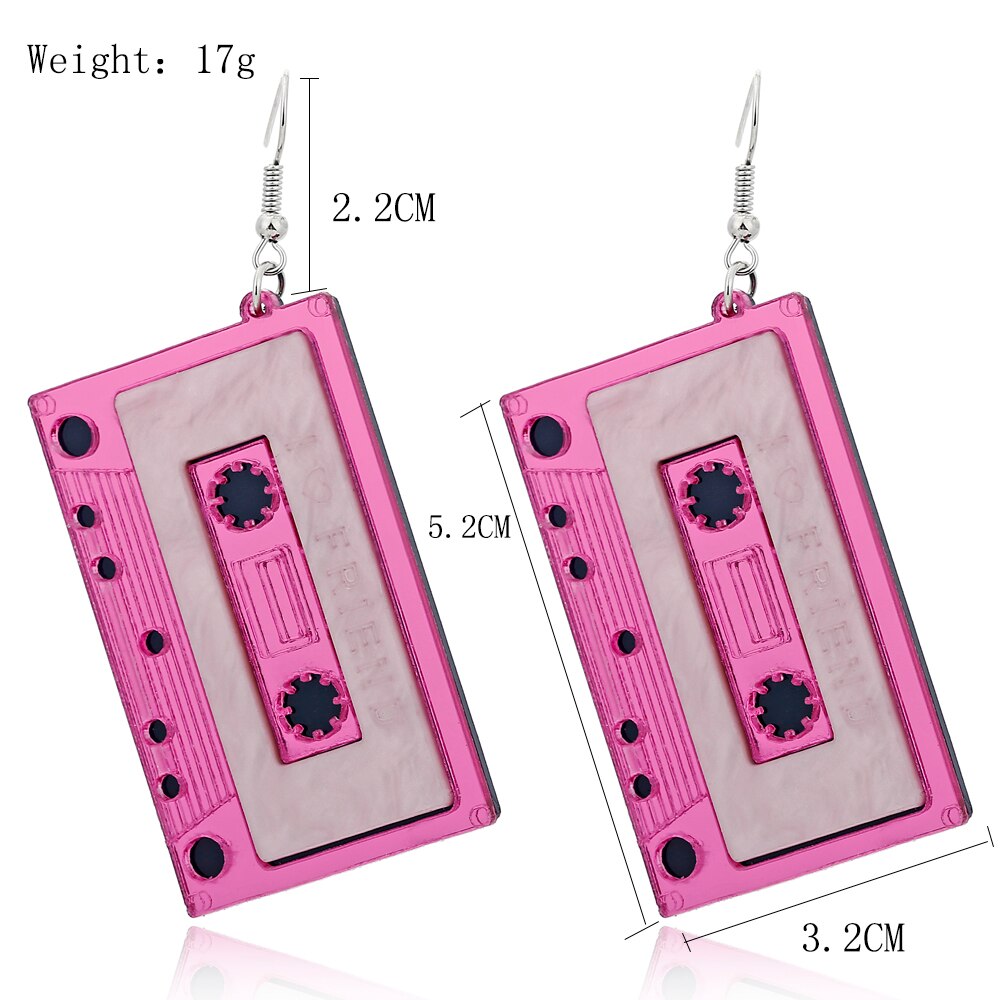 Vintage Romantic Cassette Tape Dangle Earrings Women Travel Fashion Cartoon