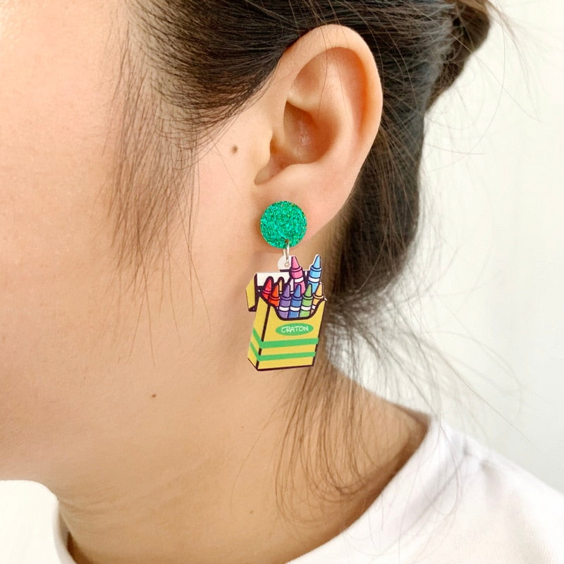 Drawing Colors Drop Dangle Earrings Trendy Women Fashion Earrings Jewelry Gift