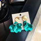 Metallic Green Leafs Beautiful Drop Earrings Modern Women Stylish Gift Jewelry