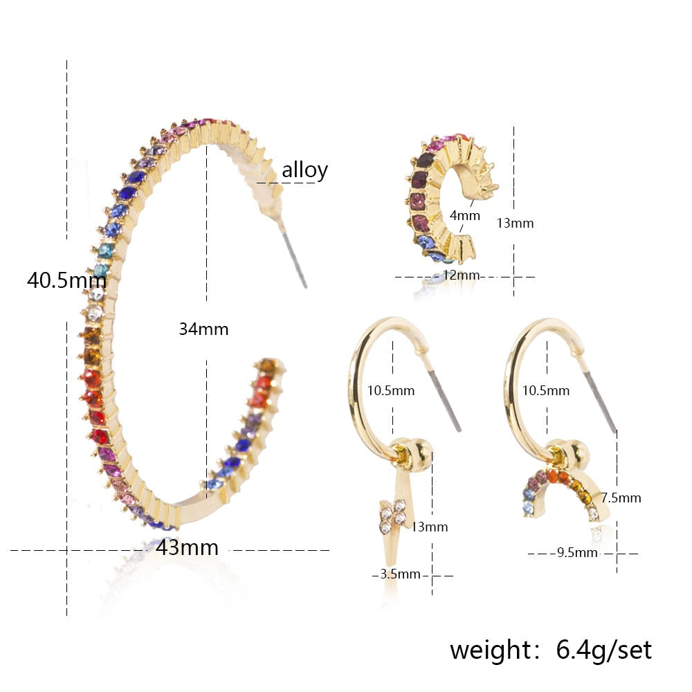 4pcs Mixed Color Boho Ear Cuff Set Hoop Earrings Women Travel Fashion Cartoon