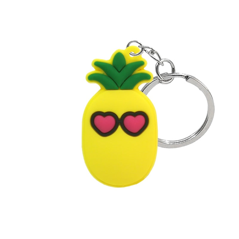 Heart Eyes Pineapple PVC Keyring Cute Cartoon Style Keychains Bag Car Pendant