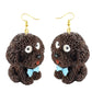 Brown Dog Resin Handmade Drop Earrings Cartoon Art Women Party Jewelry Ear