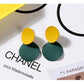 Mustard Green Round Drop Earrings Cartoon Art Women Party Jewelry Ear Fashion