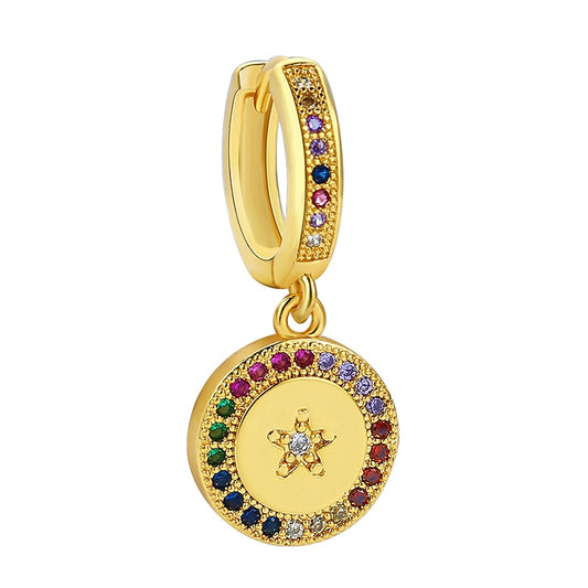 1pc Colorful Rhinestone Disc Cartilage Earring Ear Piercing For Women Girl