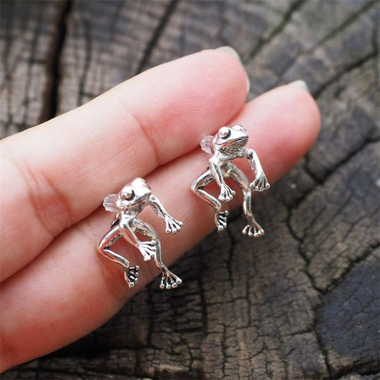 Cute Frog Earrings Women Girls Animal Gothic Stud Earrings Female Jewelry