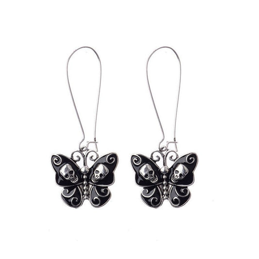 1Pair Skull Butterfly Drop Charm Earrings For Women Girl Fashion Modern Jewelry