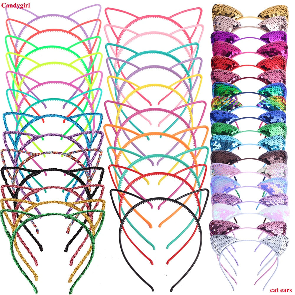 34 Styles Candygirl Cat Ears Headbands For Kids Cute Crown Diamond Hair Bands