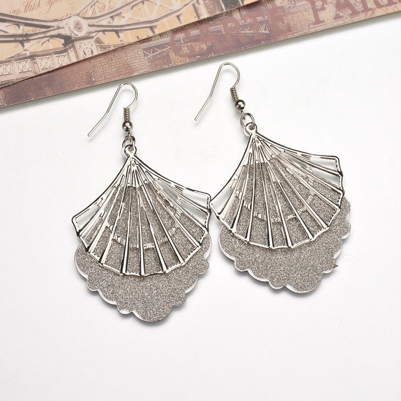 Textured Shell Dangle Earrings Fashion Party Girls Pendant Earrings Women