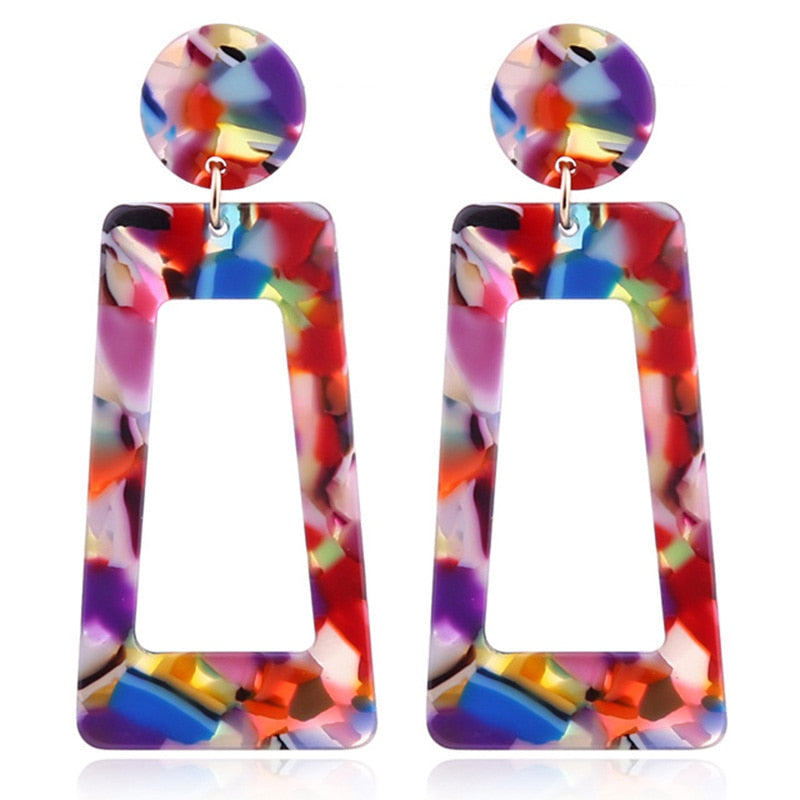 19 Styles Geometric Acrylic Irregular Hollow Circle Square Drop Earrings Modern