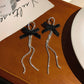 Black Bow Tassel Lady Cute Drop Earrings for Women Jewelry Girls Earrings