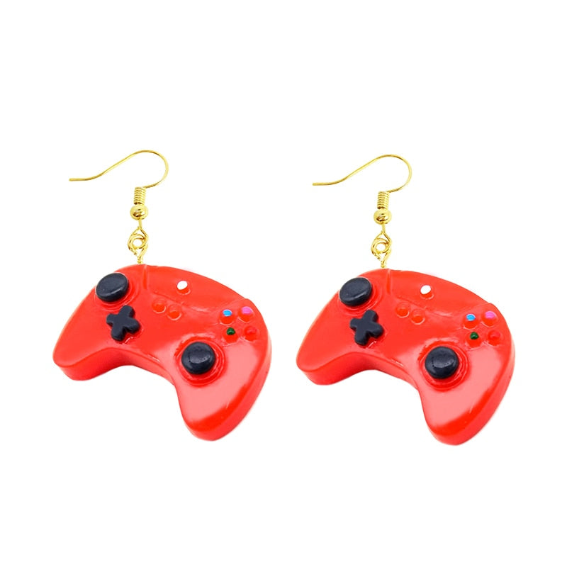 Red Gamepad Drop Earrings Women Art Fashion Cartoon Earrings Creative Jewelry