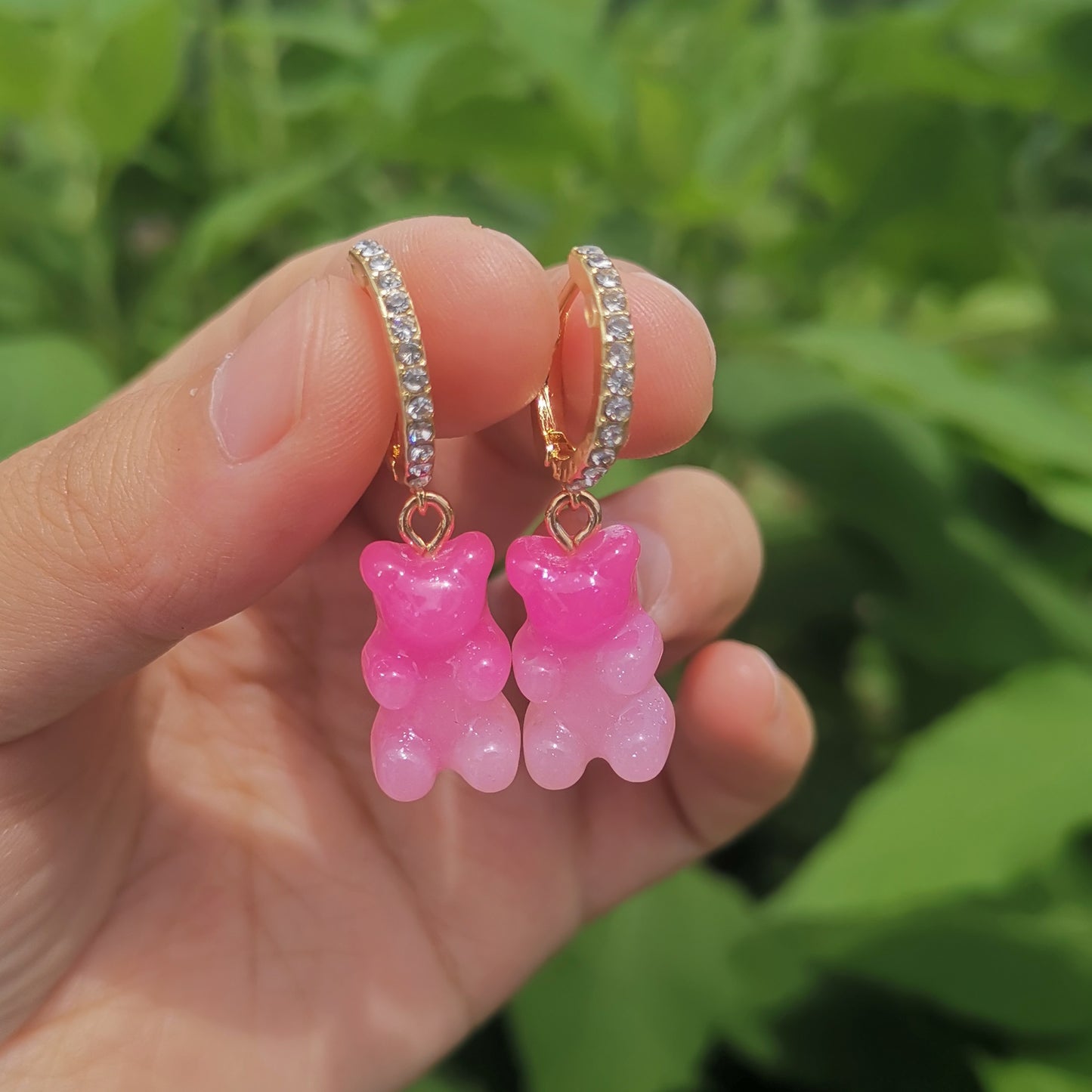 Pink Ombre Bear Lady Cute Dangle Earrings for Women Jewelry Girls Earrings