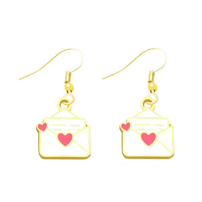 Love Letter Drop Earrings Cartoon Art Women Party Jewelry Ear Fashion Pendant