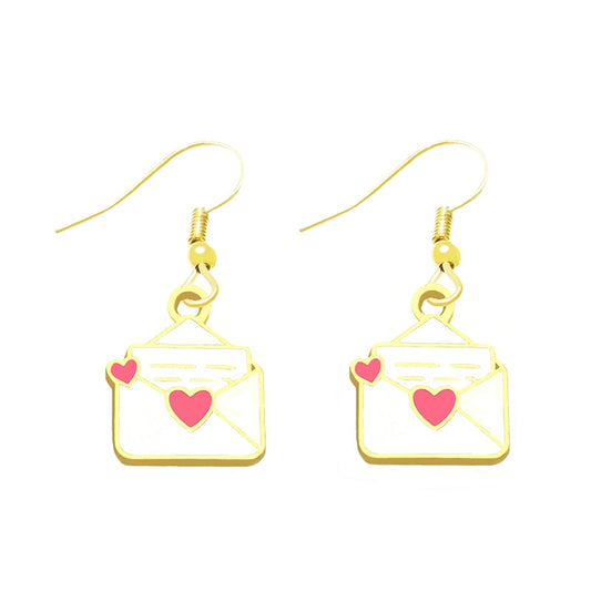 Love Letter Drop Earrings Cartoon Art Women Party Jewelry Ear Fashion Pendant