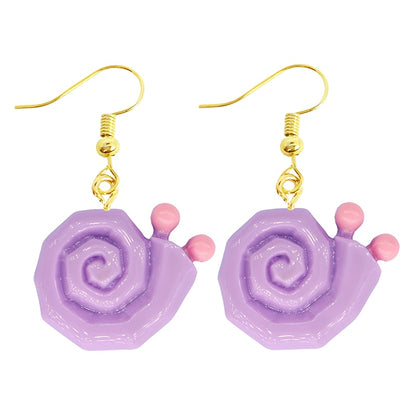 Purple Snail Drop Earrings Women Art Fashion Cartoon Earrings Creative Jewelry