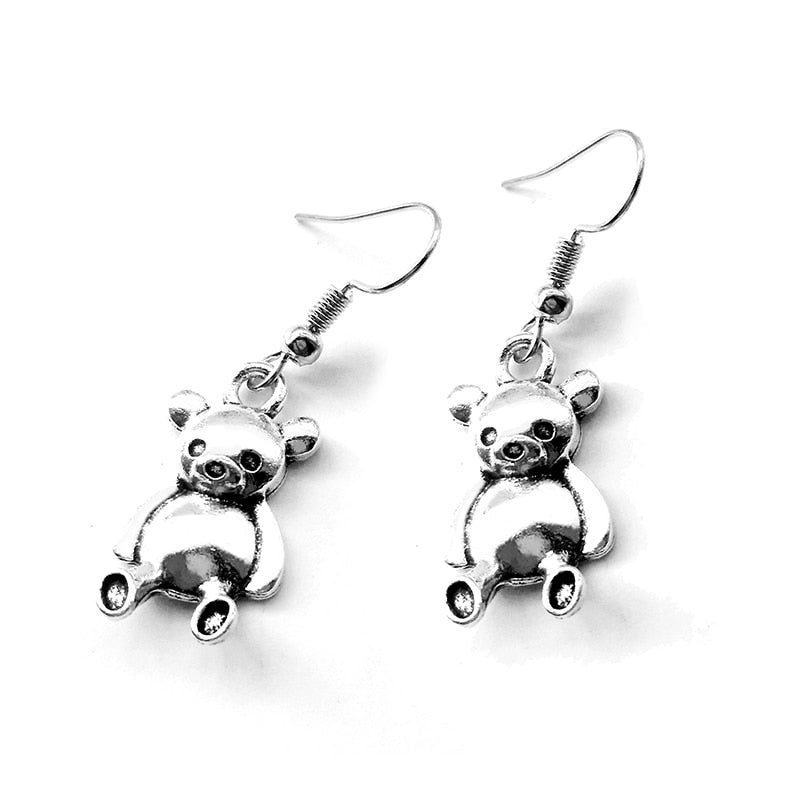 Handmade Toy Bear Metal Drop Earrings Women Travel Fashion Cartoon Earrings