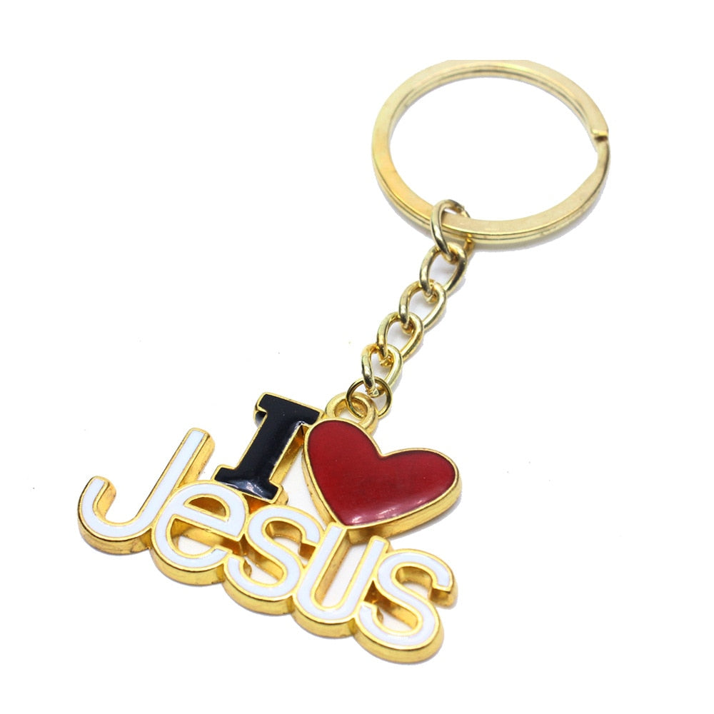 I Love Jesus Dripping Oil Keychains Creative Keyholder Christian Gifts Key Chain