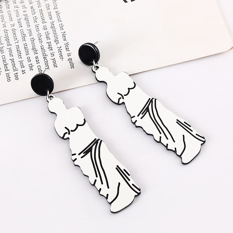 Female Statue Drop Earrings Women Travel Fashion Cartoon Earrings Creative