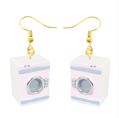 Retro Washing Machine Drop Earrings Cartoon Art Women Party Jewelry Ear Fashion