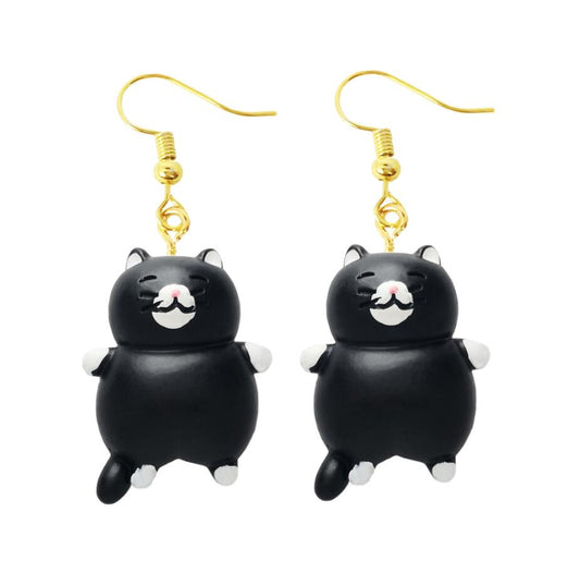 Black and White Cat Baloon Drop Earrings Cartoon Art Women Party Jewelry Ear