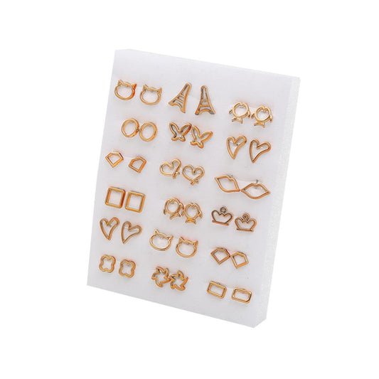 Lips Kiss Stud Earrings 18 Pairs Heart Set Women Small Girl Earring Jewelry