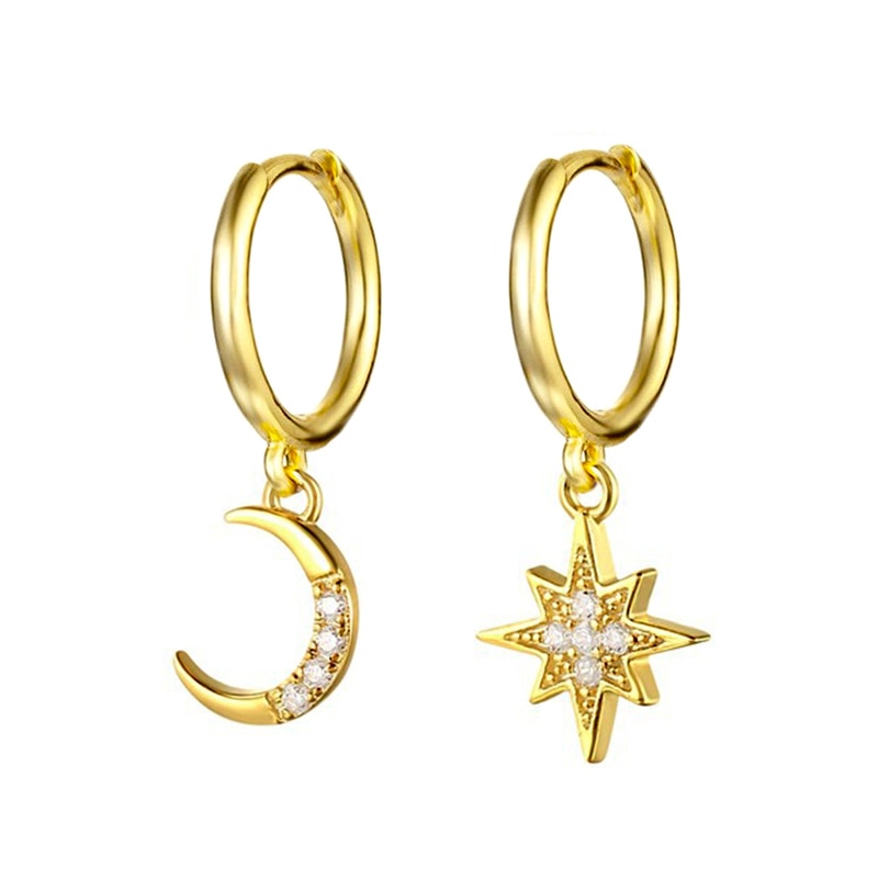 Snowflake Moon Pendant Piercing Cartilage Earrings Women Girl Fashion Trendy