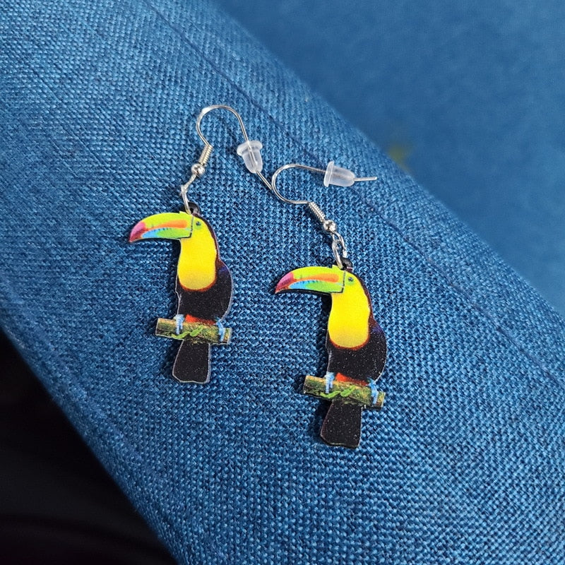 8 Styles Acrylic Hummingbird Pigeon Eagle Owl Parrot Dangle Earrings Women