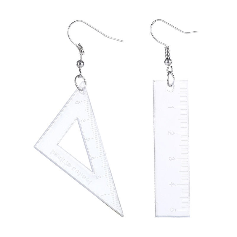 Geometric Ruler Drop Earrings Female Travel Cartoon Earrings Creative Art