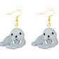 Grey Sea Lion Drop Earrings Cartoon Art Women Party Jewelry Ear Fashion Pendant